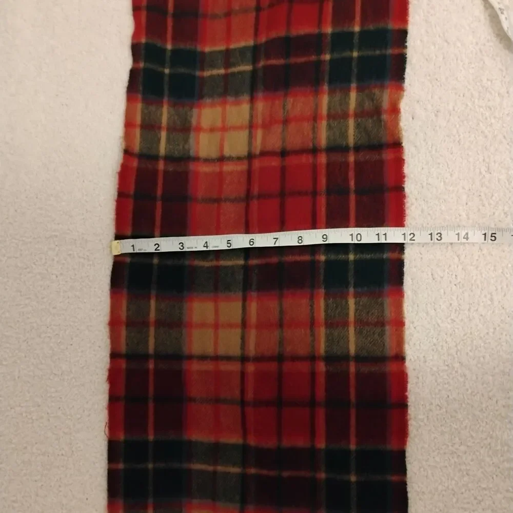 McCabe Red Plaid Fringe 100% Wool Scarf Eclectic Grandpa